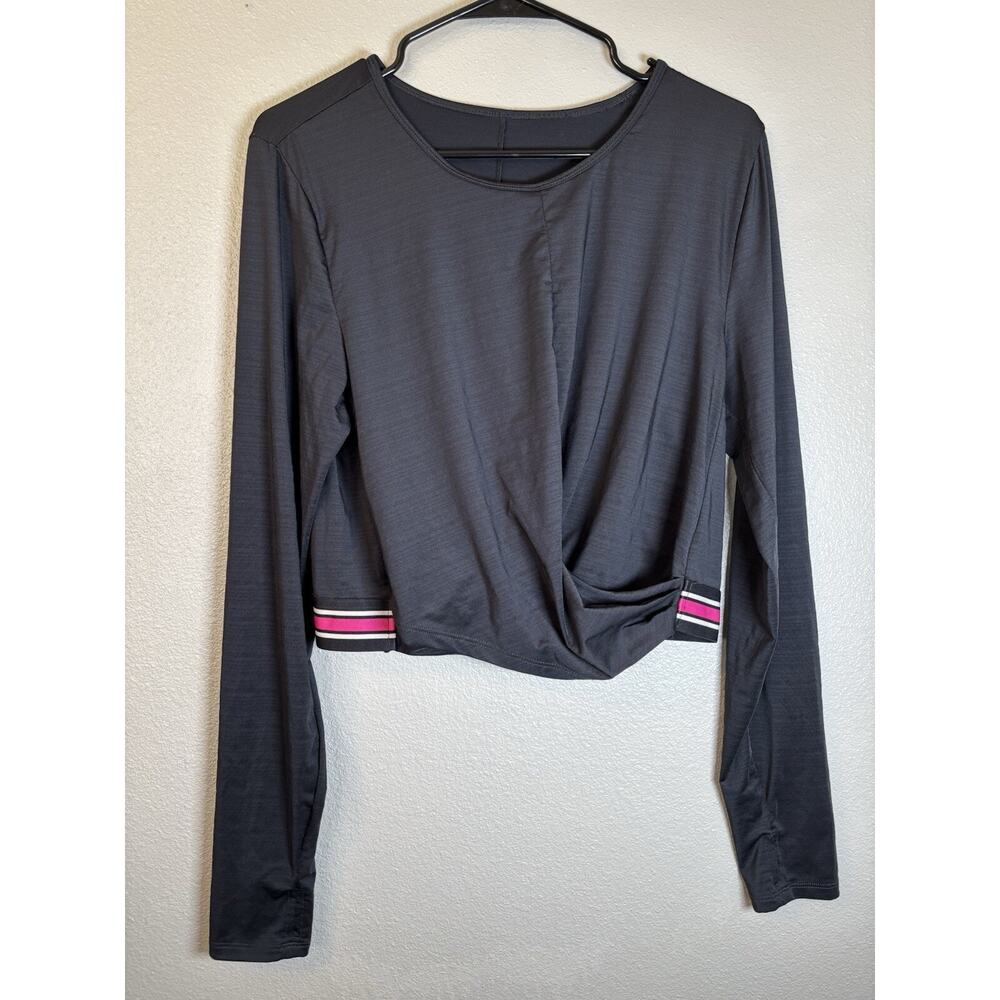 Fabletics Eco-Conscious Front Twist Long-Sleeve‎ Top Black Fitness Womens XXL